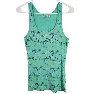 2368 * Fox Allover Print Ribbed Tank Mint Size L Vintage Y2K